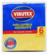 PAÑO ESPONJA ULTRA ABSORVENTE 6 UNIDADES VIRUTEX (1200509)