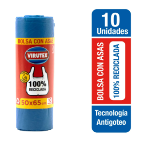 BOLSA DE BASURA CON  ASAS 50*65*10 UNIDADES VIRUTEX
